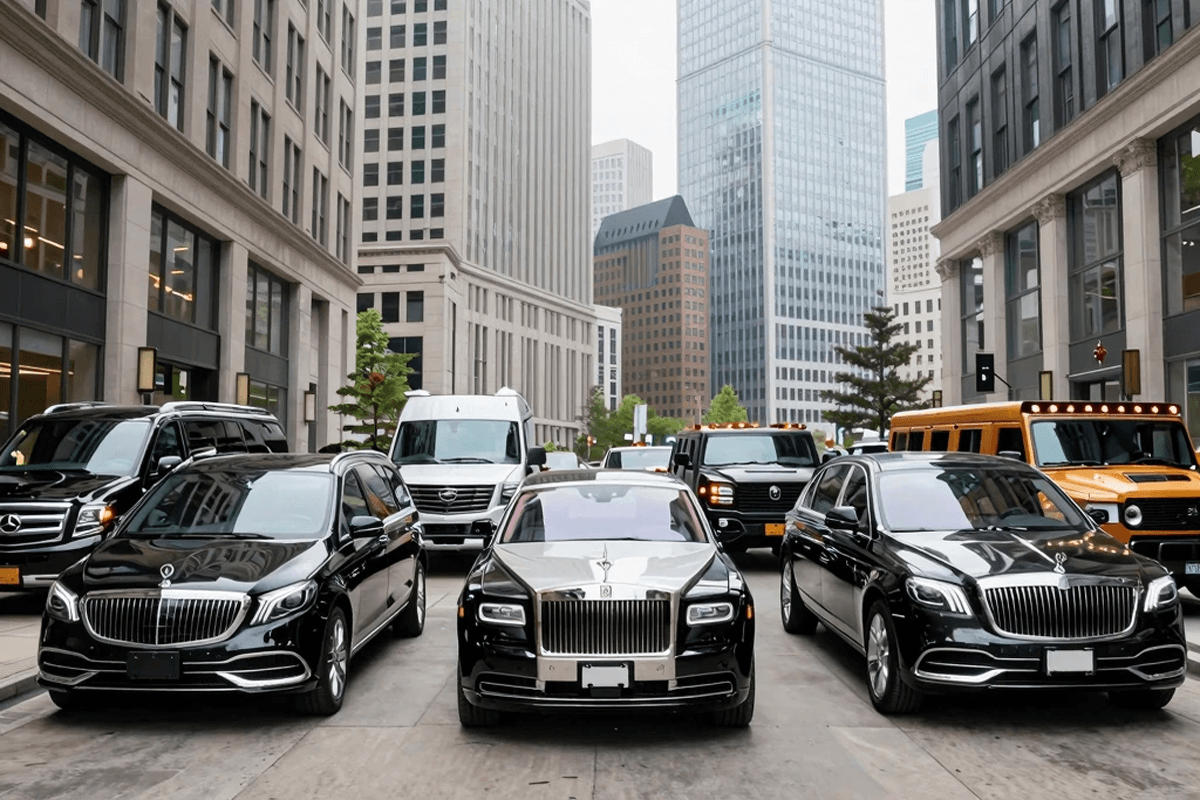Chicago Luxury Limo fleet featuring sedans, SUVs, sprinter vans, and stretch limousines