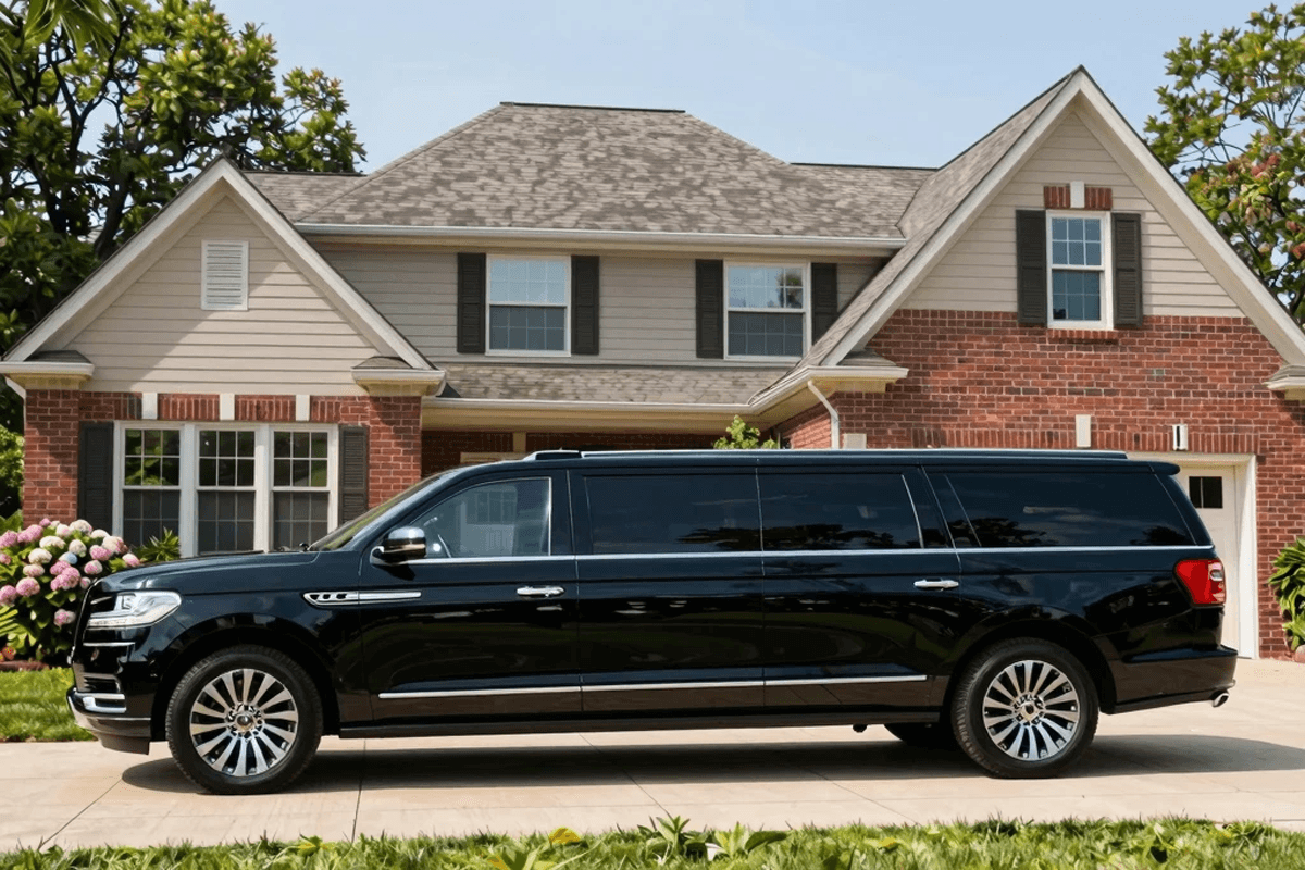 Mokena to Midway Limo luxury vehicle staged outside a Mokena Illinois residence