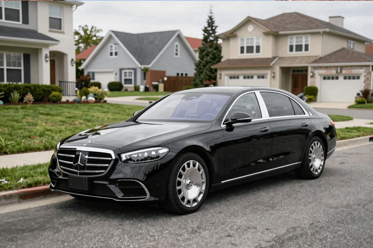 Mokena Limo Service Mercedes-Benz S-Class S 580 luxury sedan in upscale Mokena neighborhood