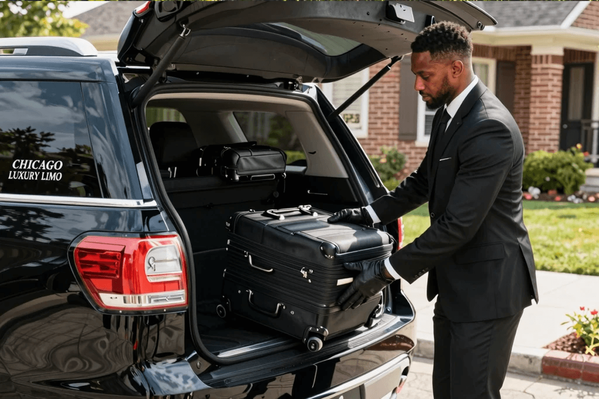 Tinley Park to O'Hare Limo professional chauffeur greeting Tinley Park passenger
