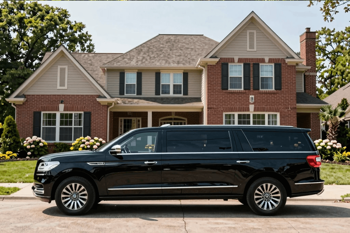 Tinley Park to O'Hare Limo luxury vehicle staged outside Tinley Park Illinois residence