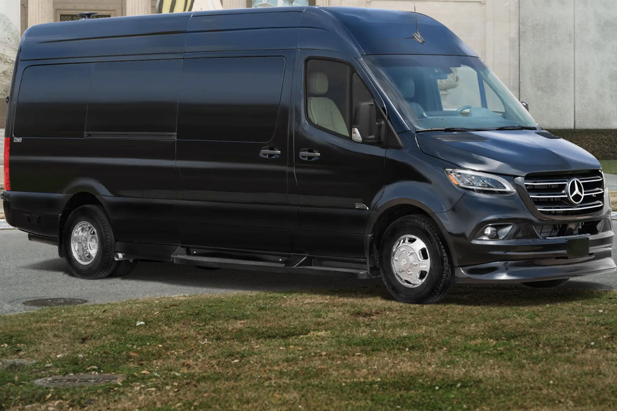 High-roof Mercedes Sprinter van providing spacious group travel via Tinley Park Limo Service.