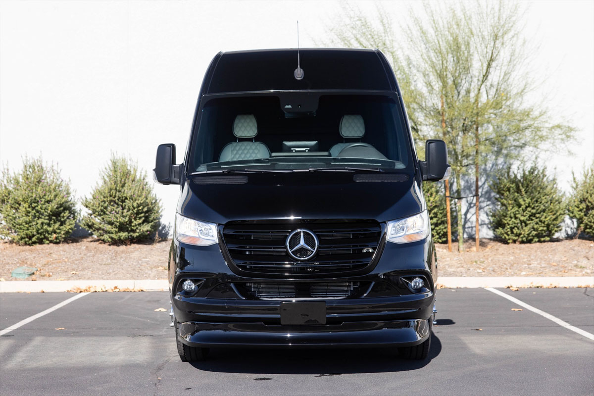High-roof Mercedes Sprinter van providing spacious group travel via Mokena Limo Service.
