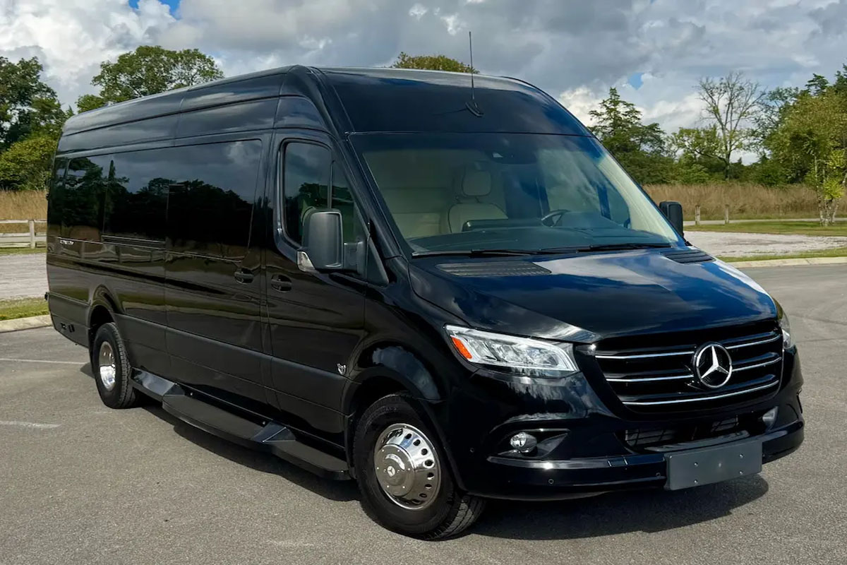 High-roof Mercedes Sprinter van providing group travel via Palos Heights Limo Service.